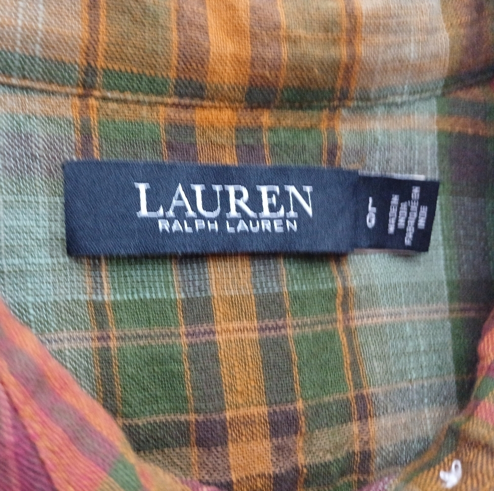Lauren Ralph Lauren Women's Long Sleeve Plaid Cotton Button Up Shirt. L - Picture 11 of 14